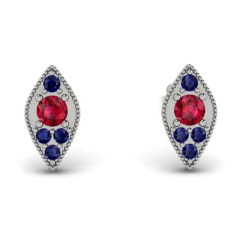 drop hoop earrings for women-Milgrain Marquise Ruby Earrings - Faye No. 72