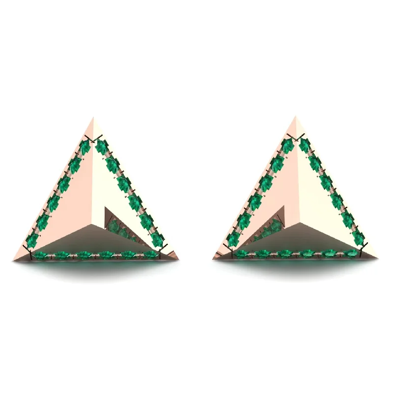 large stud earrings for women-Triangle Emerald Earrings Geometrical - Milan No. 5