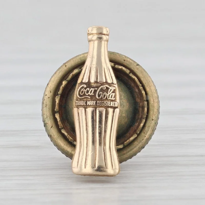 oval diamond engagement rings for women-Coca-Cola Service Award Lapel Pin 10k Yellow Gold Pearls Coke Bottle