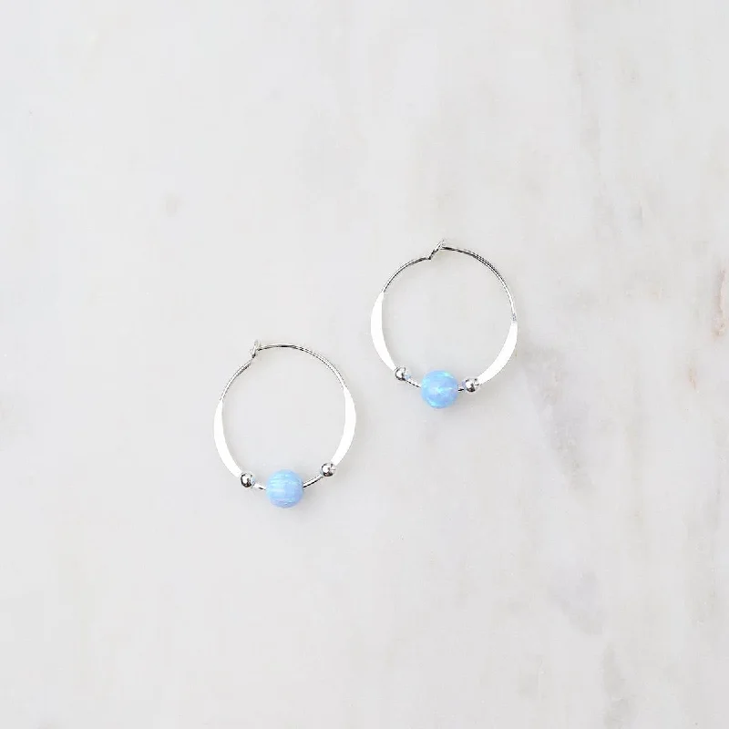 dangling diamond earrings for women-Opal Beaded Hoop Earrings