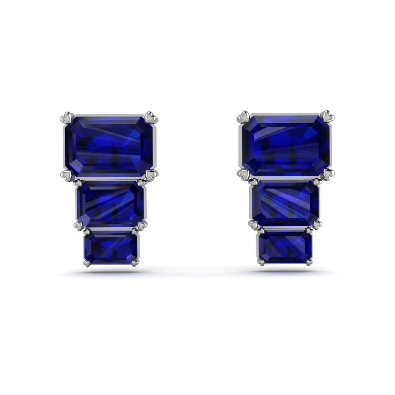 gold flower earrings for women-Hidden Diamonds Emerald Sapphire Earrings - Briella No. 15