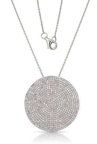 beautiful gemstone necklace for women-14k White Gold X-Large Disc Pendant & Chain