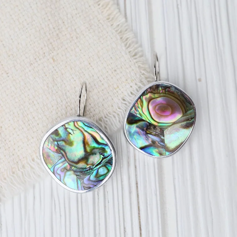 silver pearl earrings for women-Paua Kidney Resin Earrings