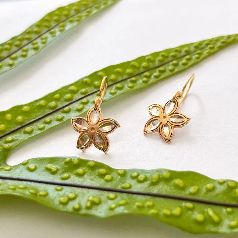 large gold earrings for women-Plumeria Gold Earrings