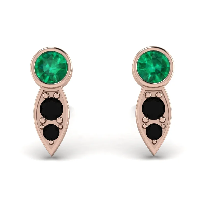 rose gold drop earrings for women-Bezel Emerald Earrings In Pear Shaped - Aniya No. 35