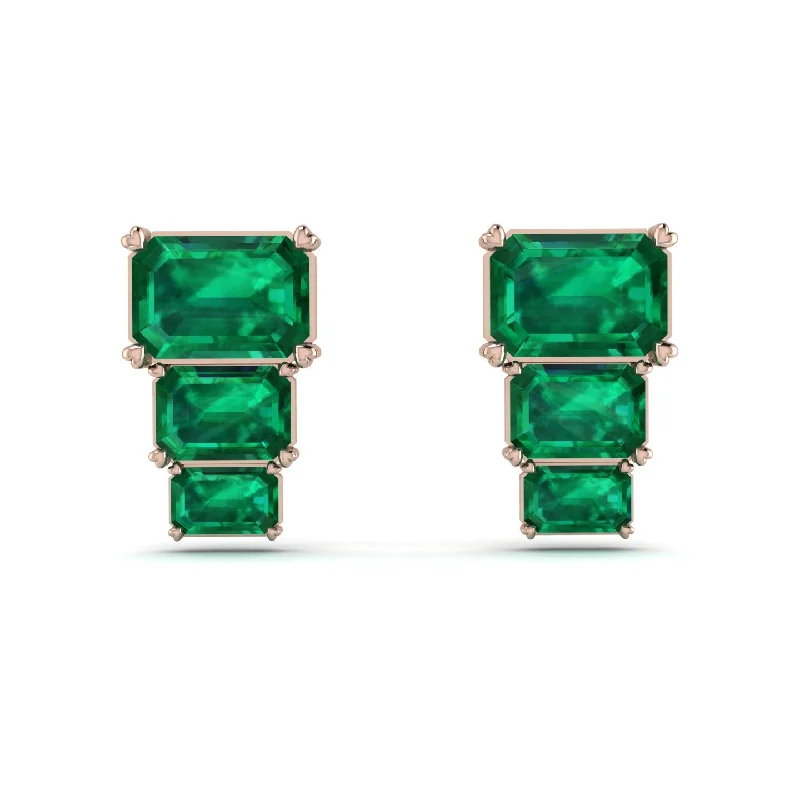 chunky earrings for women-Hidden Diamonds Emerald Emerald Earrings - Briella No. 5