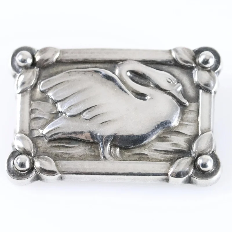 crystal butterfly brooch for women-Vintage Georg Jensen Jewelry | Georg Jensen Swan Brooch 213A Denmark