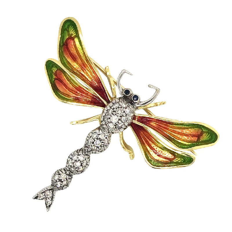 luxury bridal brooch for women-Diamond Dragonfly Brooch