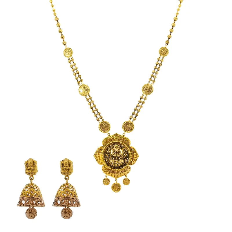 geometric necklace for women-22K Gold Medallion Antique Jewelry Set