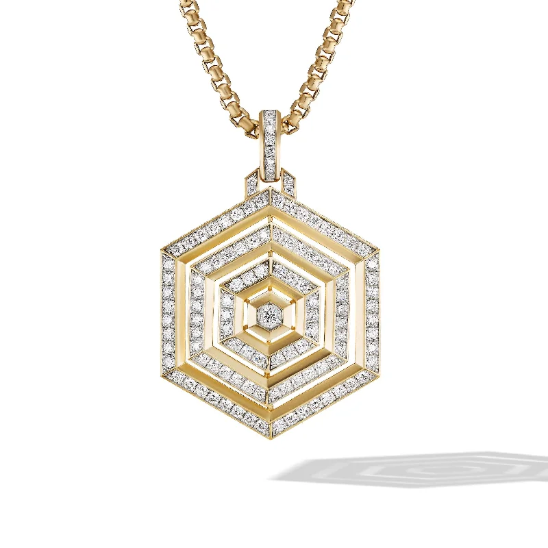 radiant gold necklace for women-Carlyle Pendant in 18K Yellow Gold with Full Pave Diamonds