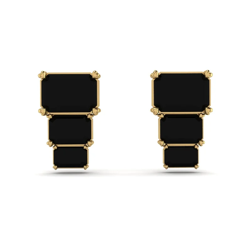 antique gold earrings for women-Hidden Diamonds Emerald Black Diamond Earrings - Briella No. 7