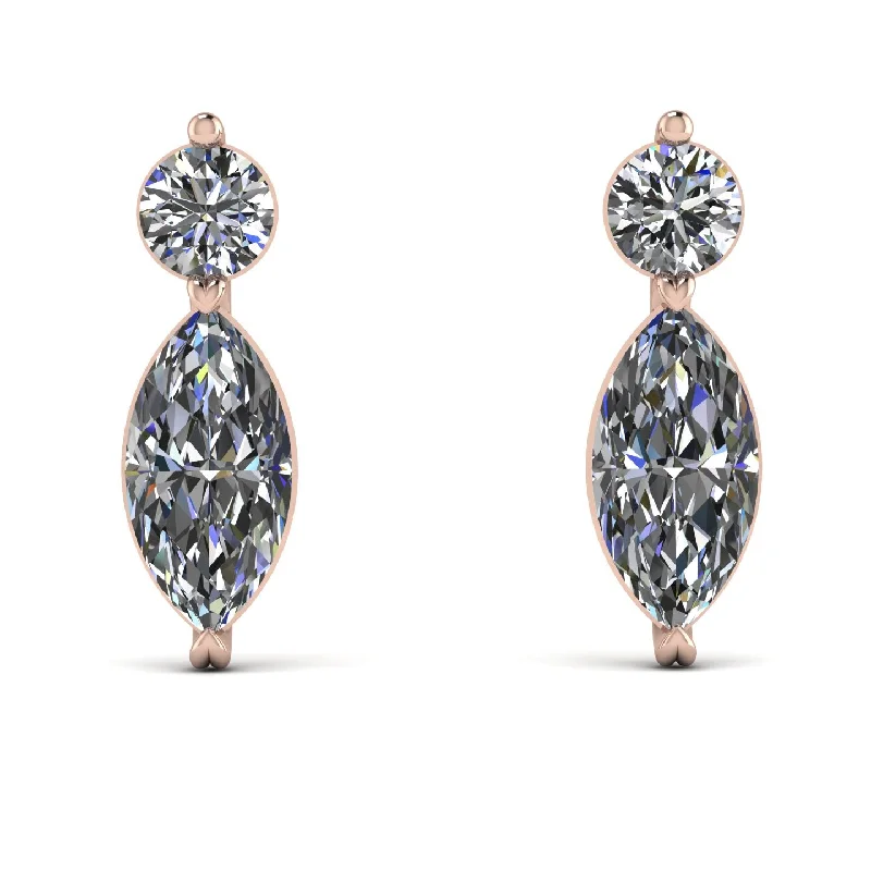 multi-layered earrings for women-Hanging Marquise Diamond Earrings - Lacey No. 2