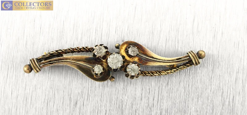 golden brooch for women-Vintage Estate 18K Yellow Gold 0.50ctw Diamond Pin Brooch