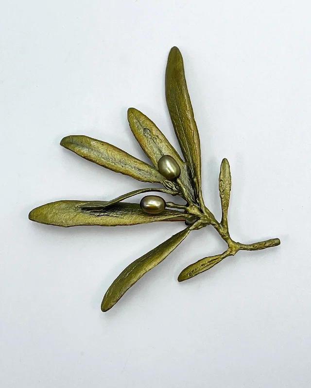 animal brooch for women-Olive Bronze Brooch