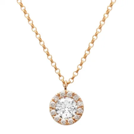 simple pearl necklace for women-14k Rose Gold Diamond Circle Pendant With Chain