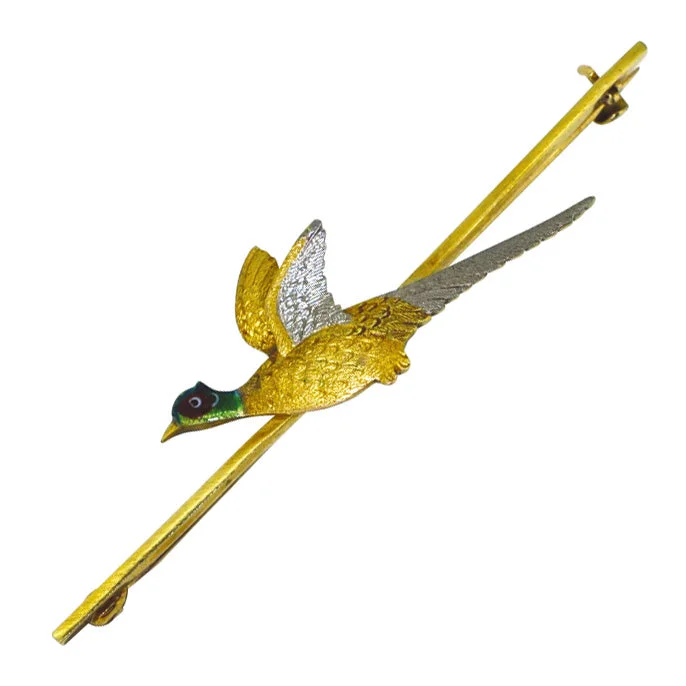 gemstone brooch for women-Flying Pheasant Brooch