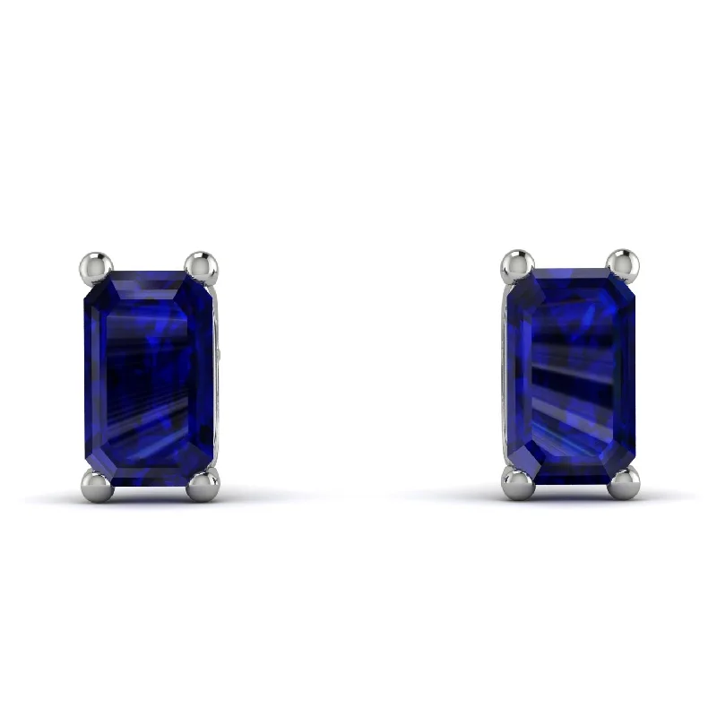 star drop earrings for women-Hidden Diamonds Emerald Cut Sapphire Earrings - Angel No. 45