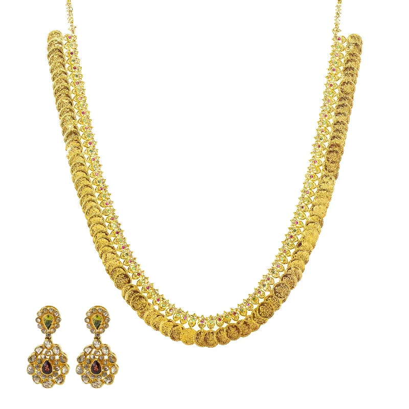 unique pendant necklace for women-22K Gold & Uncut Diamond Advika Jewelry Set