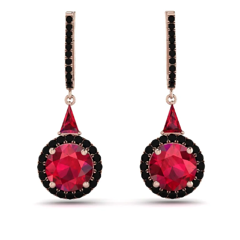 statement stud earrings for women-Hidden Halo Ruby Earrings - Joanna No. 41