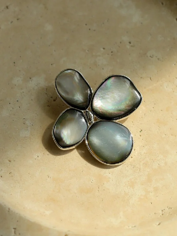 enamel brooch for women-Exquisite Natural Black Mother-of-Pearl Lilac Flower Brooch