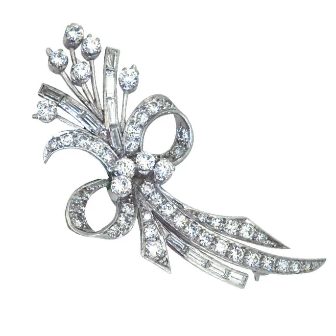 vintage floral brooch for women-Diamond Brooch