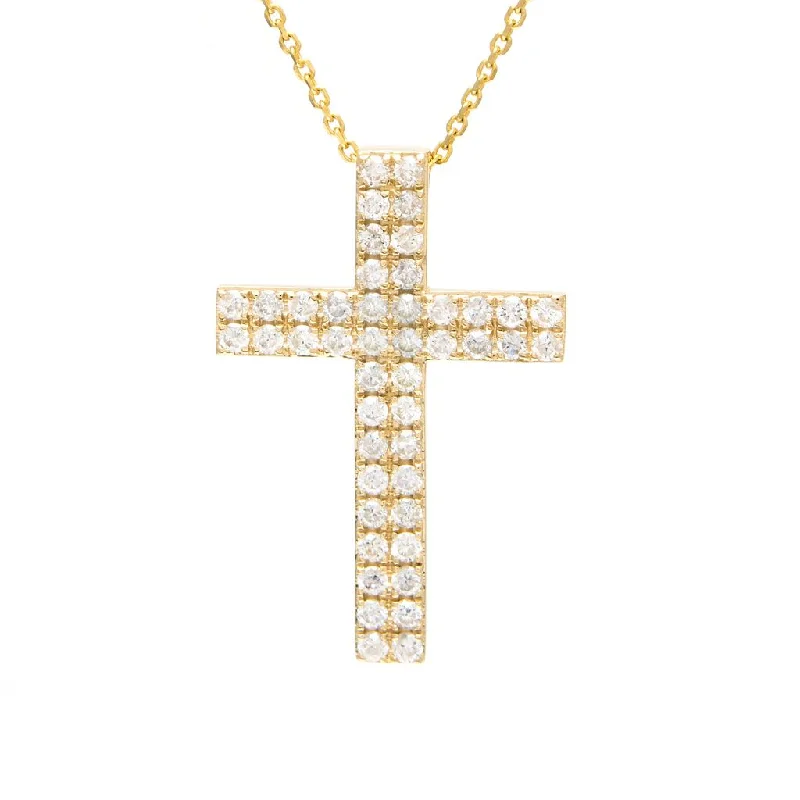 unique pendant necklace for women-14k Yellow Gold Diamond Cross