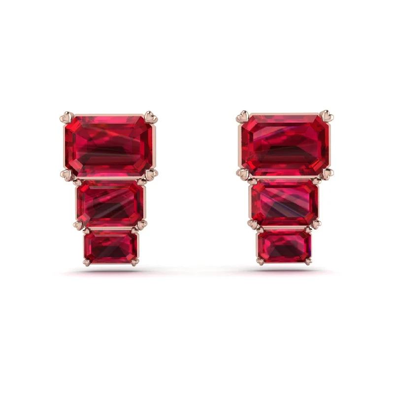 modern stud earrings for women-Hidden Diamonds Emerald Ruby Earrings - Briella No. 11