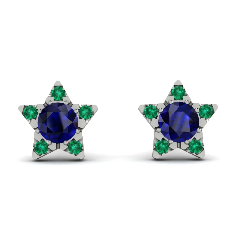 elegant hoop earrings for women-Star Halo Sapphire Earrings - Zelda No. 30