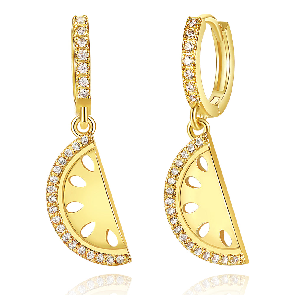 beautiful diamond earrings for women-14K Gold Dangle Drop Hoop Earrings for Women Girls- Watermelon