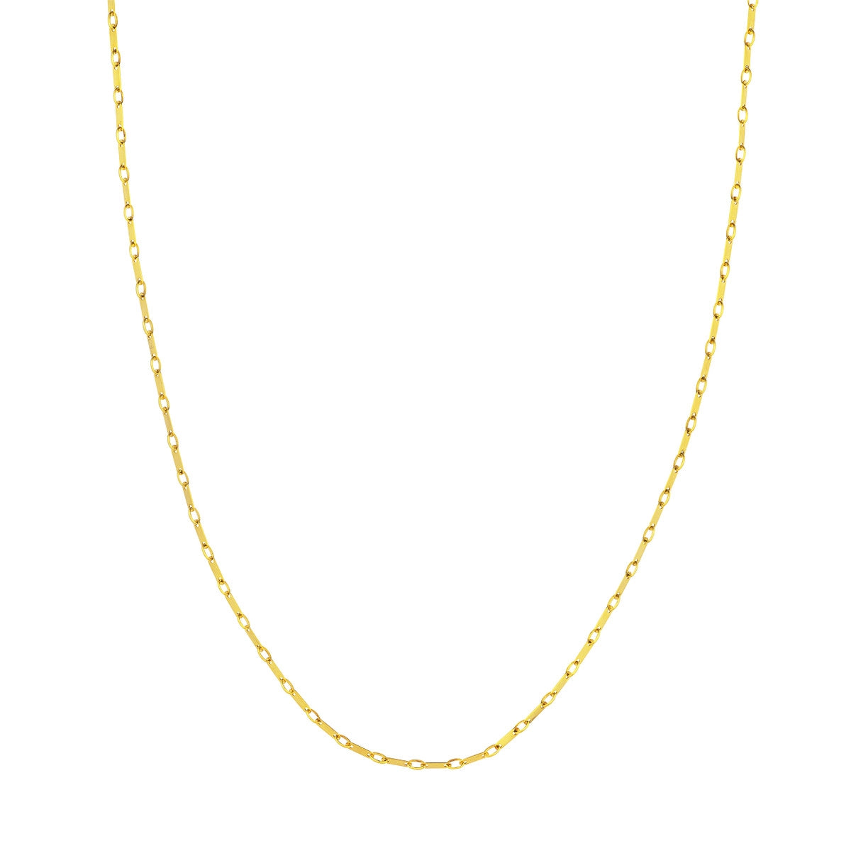 personalized charm necklace for women-14K Yellow Gold Flat Link Chain