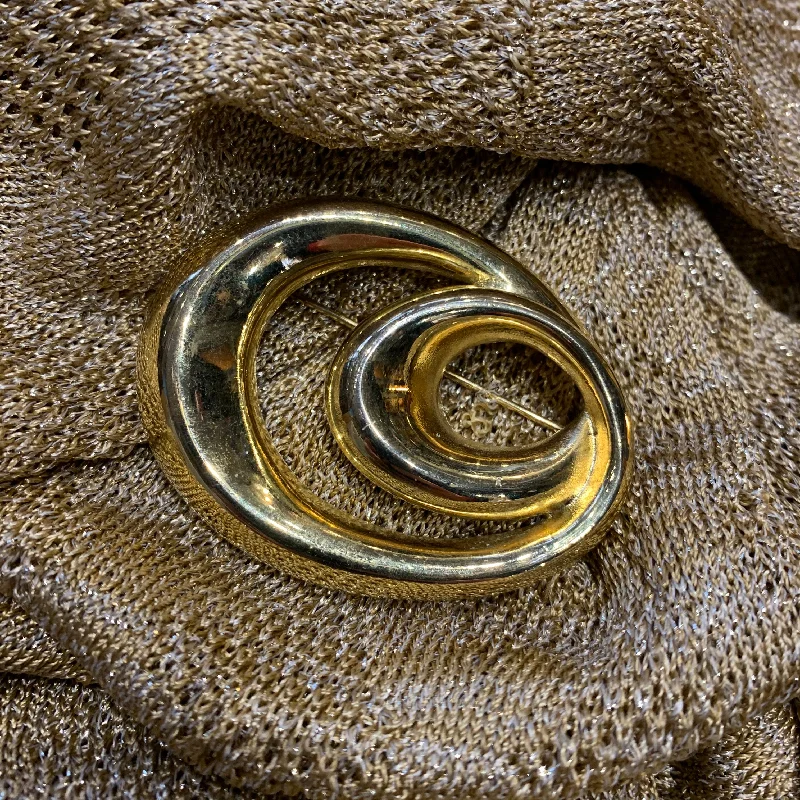 wedding gemstone brooch for women-Givenchy Gold Swirl brooch