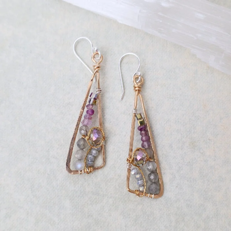 large stud earrings for women-Lavender Ombre Angle Earrings