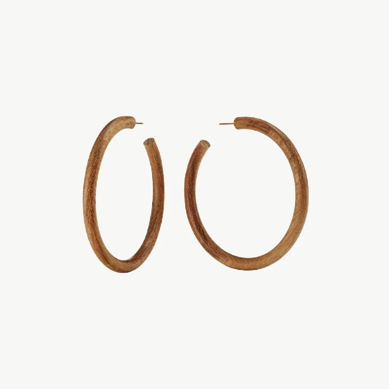 chic stud earrings for women-Arlie Maxi Teak Hoop Earrings