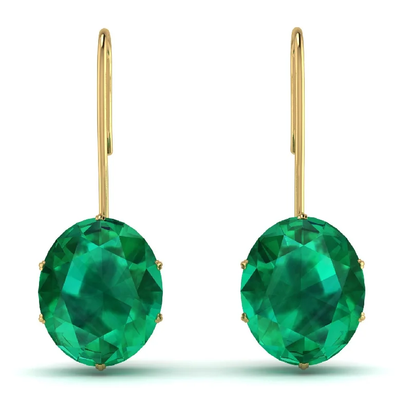 vintage gemstone earrings for women-Oval Hidden Halo Emerald Earrings - Gemma No. 34