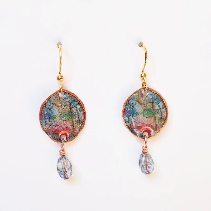 vintage rhinestone earrings for women-Water Colors with Crystal Drop Earrings