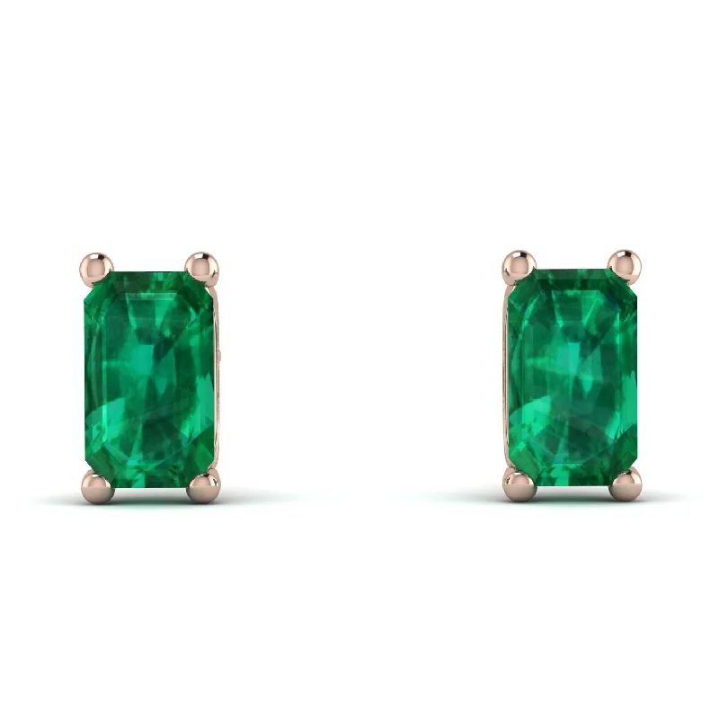 luxury crystal earrings for women-Hidden Diamonds Emerald Cut Emerald Earrings - Angel No. 35