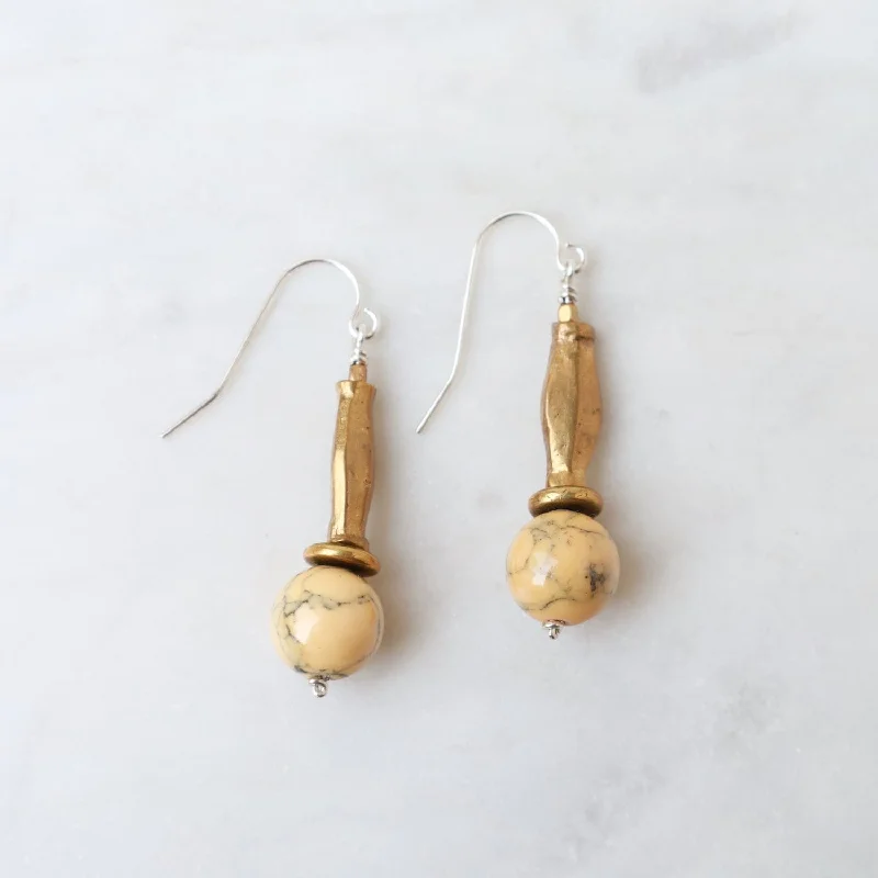 gold drop earrings for women-Howlite Drop Earrings