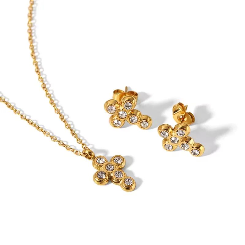 gold initial necklace for women-Bendita set