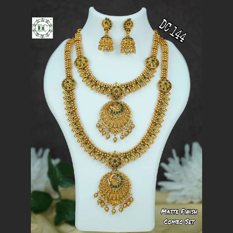 oval gemstone necklace for women-Diksha Collection Gold Plated Combo Set