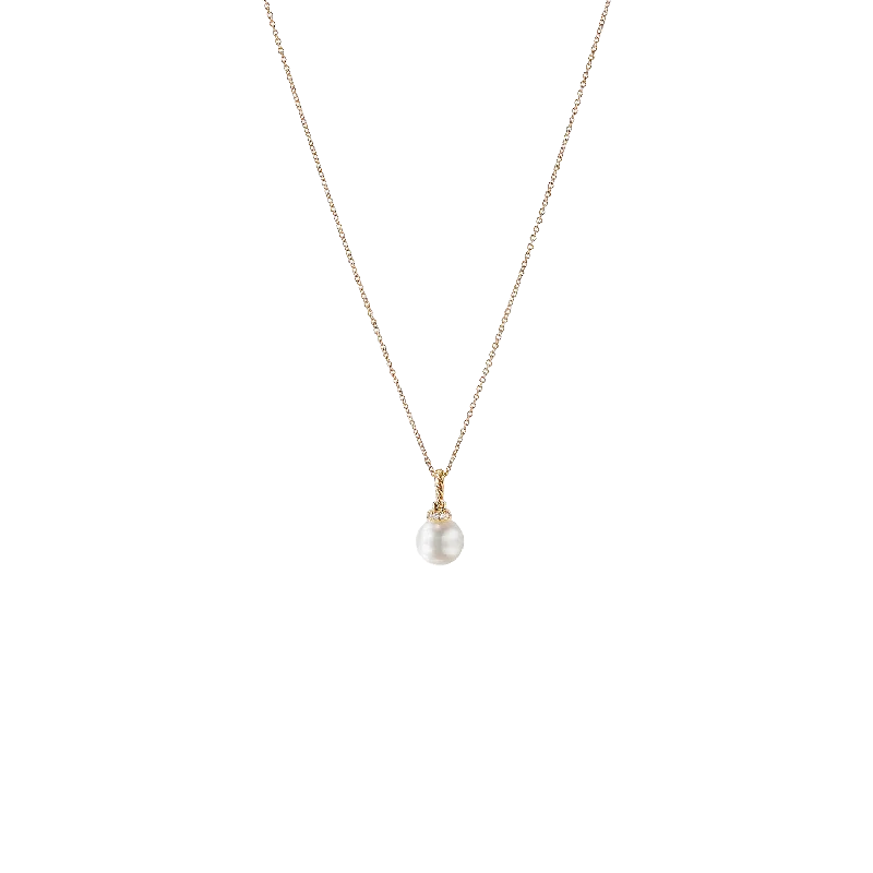 contemporary necklace for women-Pearl and Diamond Solari Pendant