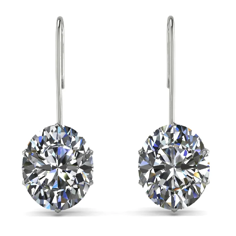 rhinestone earrings for women-Oval Hidden Halo Diamond Earrings - Gemma No. 48