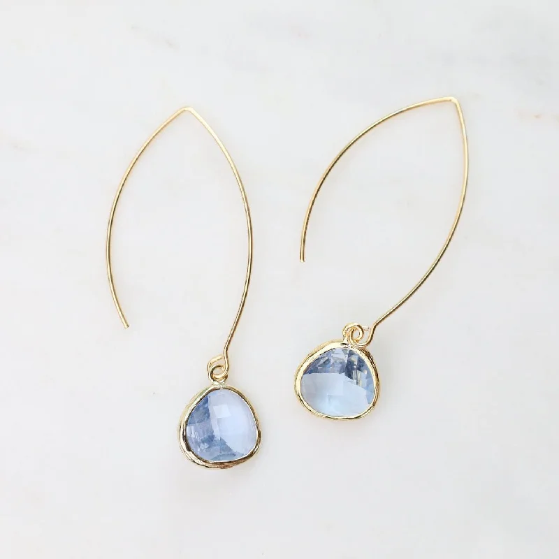 unique gold earrings for women-Gold Plated Gem Dangle Earrings - Cornflower