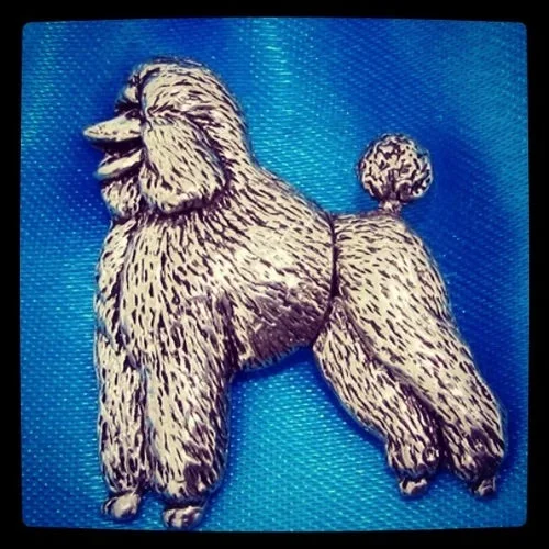 bold brooch for women-Poodle pin brooch in pewter