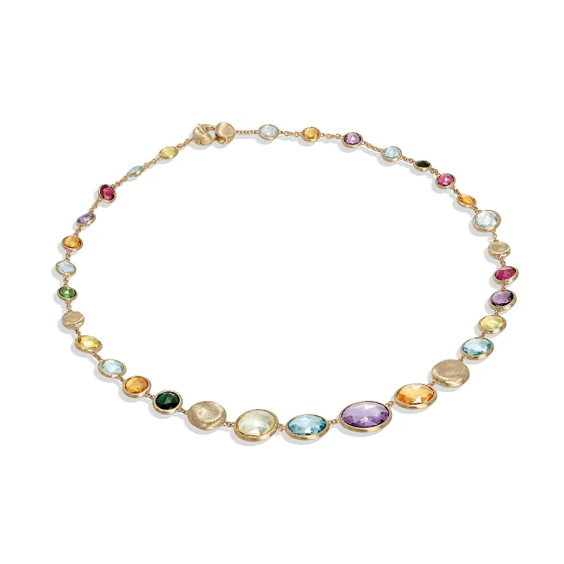 charm necklace for women-Graduated Mixed Gemstone Collar