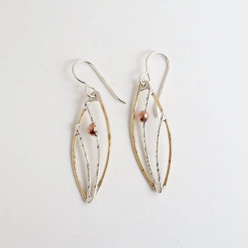 vintage gemstone earrings for women-Mixed Metal Stem Earrings