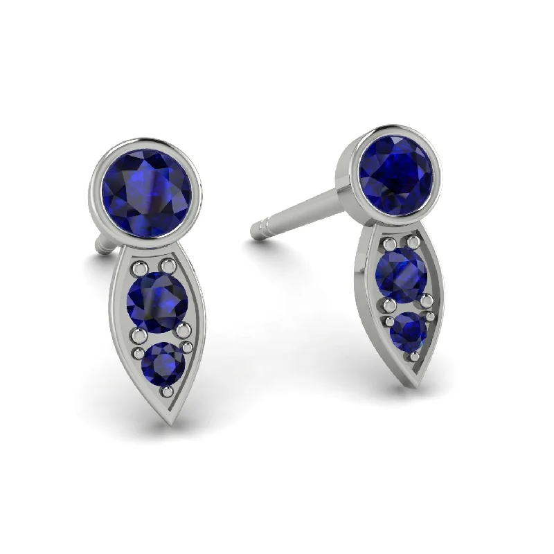 personalized birthstone earrings for women-Bezel Sapphire Earrings In Pear Shaped - Aniya No. 75