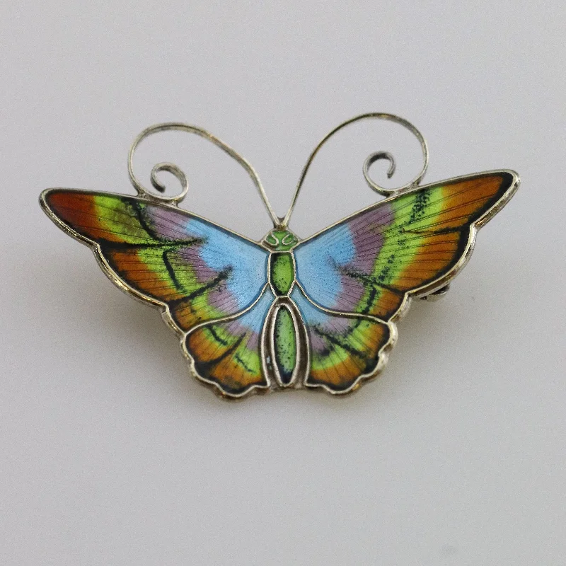 minimalistic brooch for women-Vintage David Andersen Enamel Jewelry | Pastel Enamel Butterfly Brooch