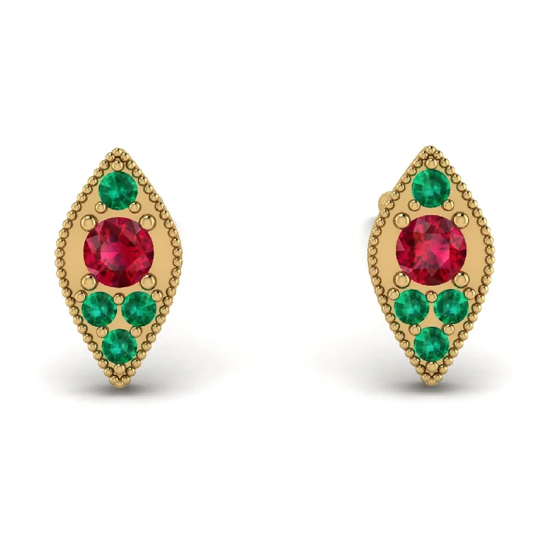 gemstone earrings for women-Milgrain Marquise Ruby Earrings - Faye No. 25