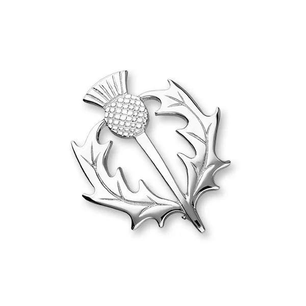 luxury floral brooch for women-Thistle Silver Brooch B38