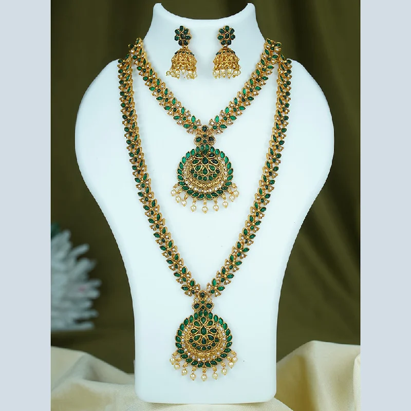 simple gold heart necklace for women-Diksha Collection Gold Plated Combo Set